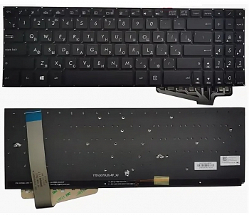 Клавиатура для ноутбука Asus X570Z, FX570ZD, FX570U, FX570UD, FX570D, FX570DD черная, с подсветкой, буквы белые