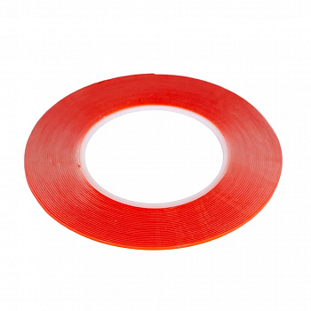 Скотч двусторонний прозрачный 3M с красной защитной лентой, ширина 2мм, длина 10м, толщина 1мм